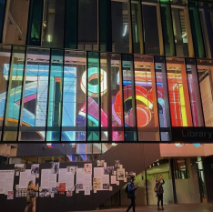 Library with Bangladesh colours